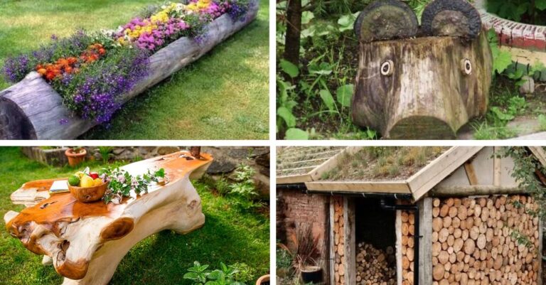 Jardín con Troncos de Árboles: Ideas Creativas para Decorar tu Espacio ...